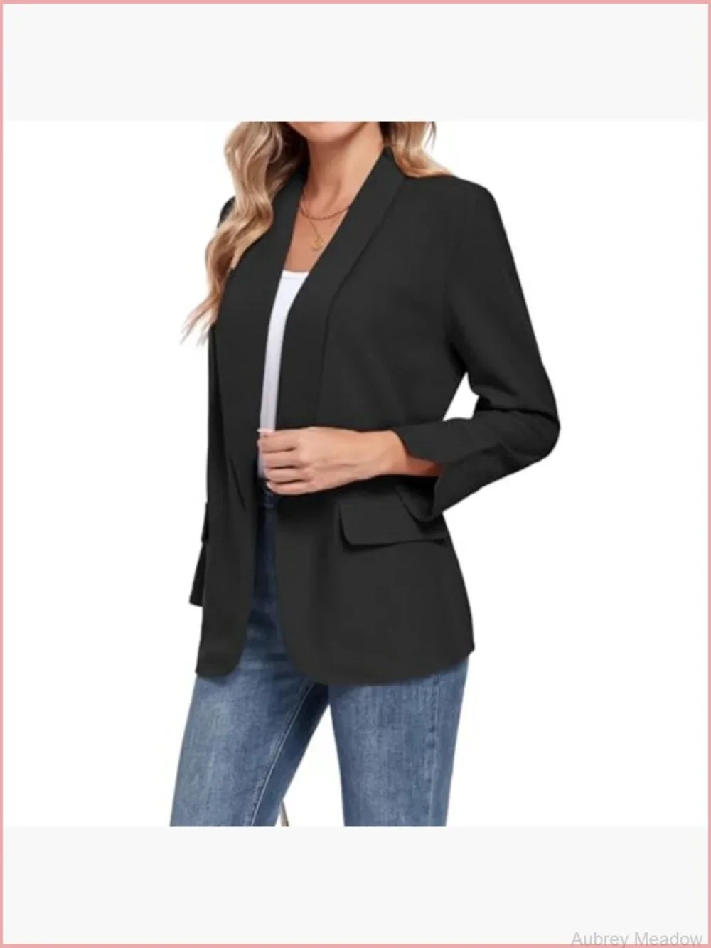 Classic Blazer Lapel Collar Open Front Long Sleeve Business Casual Work Suit